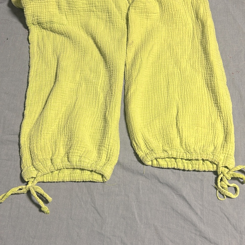 Lemon Lime Green Drawstring Gauze Beach Pants - Picture 3 of 9